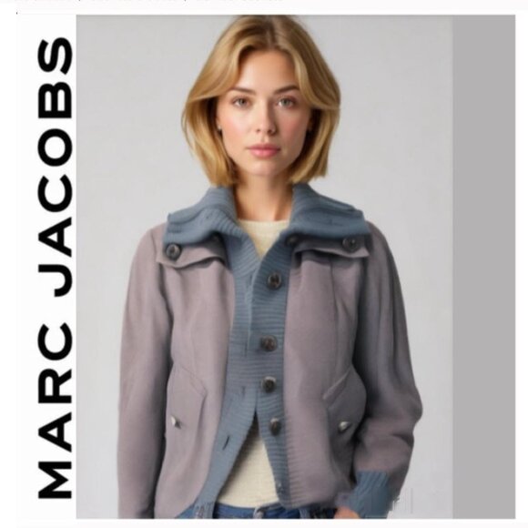 Marc Jacobs Bomber Jacket cropped Blue and Purple Small medium fit - Picture 1 of 16